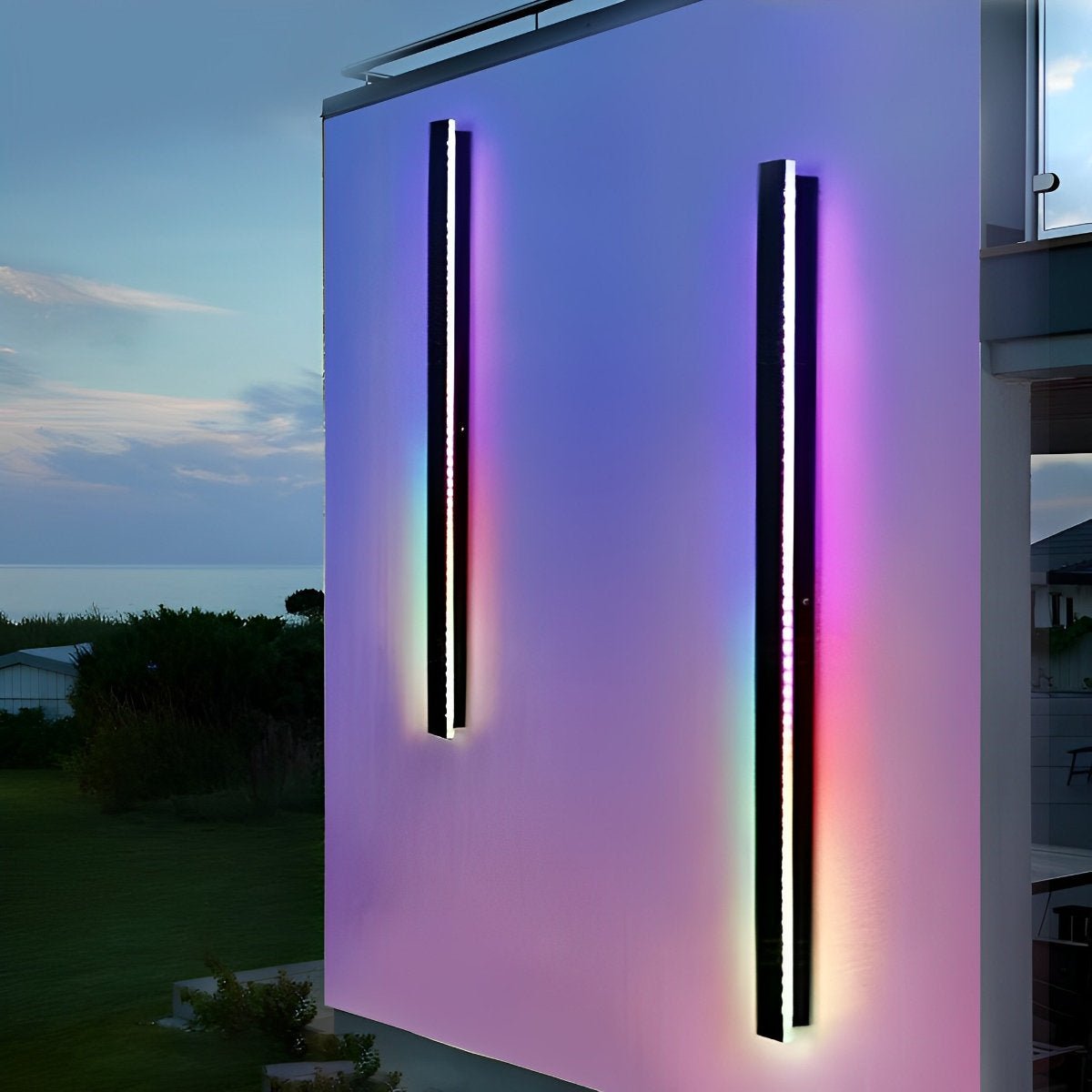 Black Long Strip LED RGB IP65 Waterproof Outdoor Wall Mount Lighting