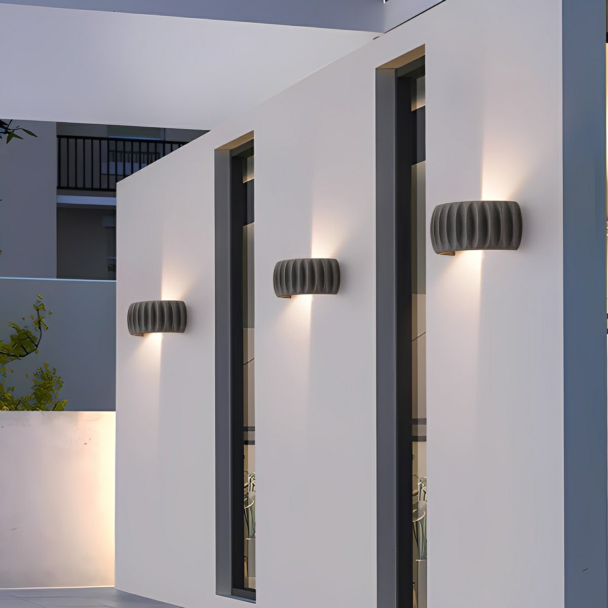 Modern Waterproof Arc Concrete Carve Up and Down LED Outdoor Wall Lights