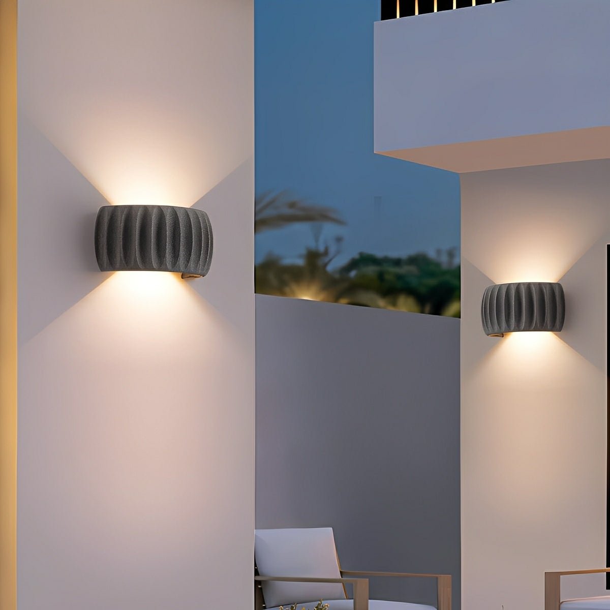 Modern Waterproof Arc Concrete Carve Up and Down LED Outdoor Wall Lights