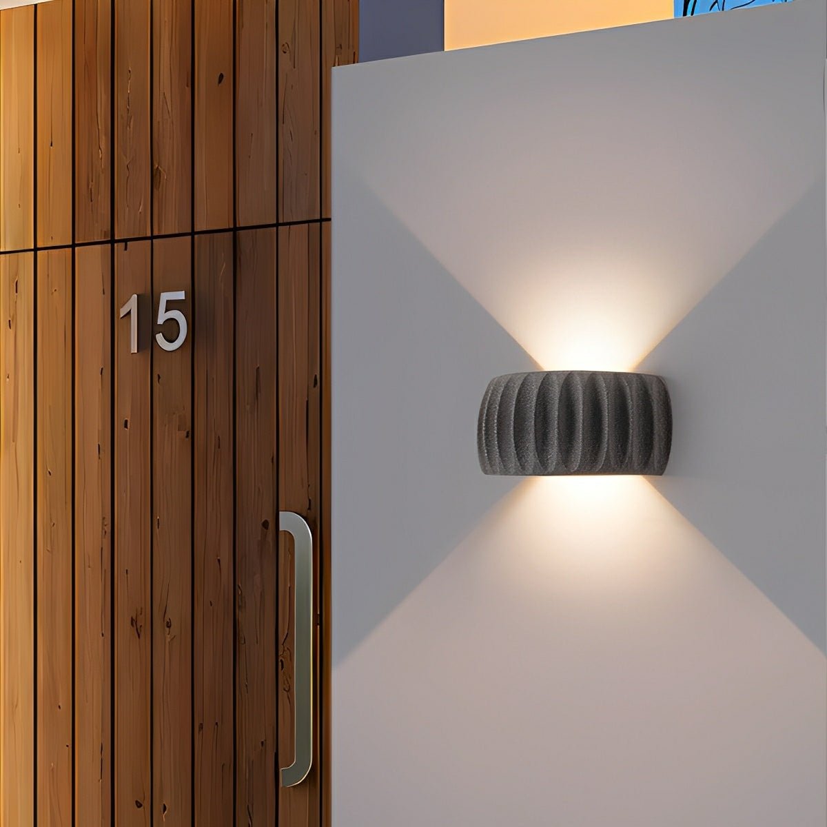 Modern Waterproof Arc Concrete Carve Up and Down LED Outdoor Wall Lights
