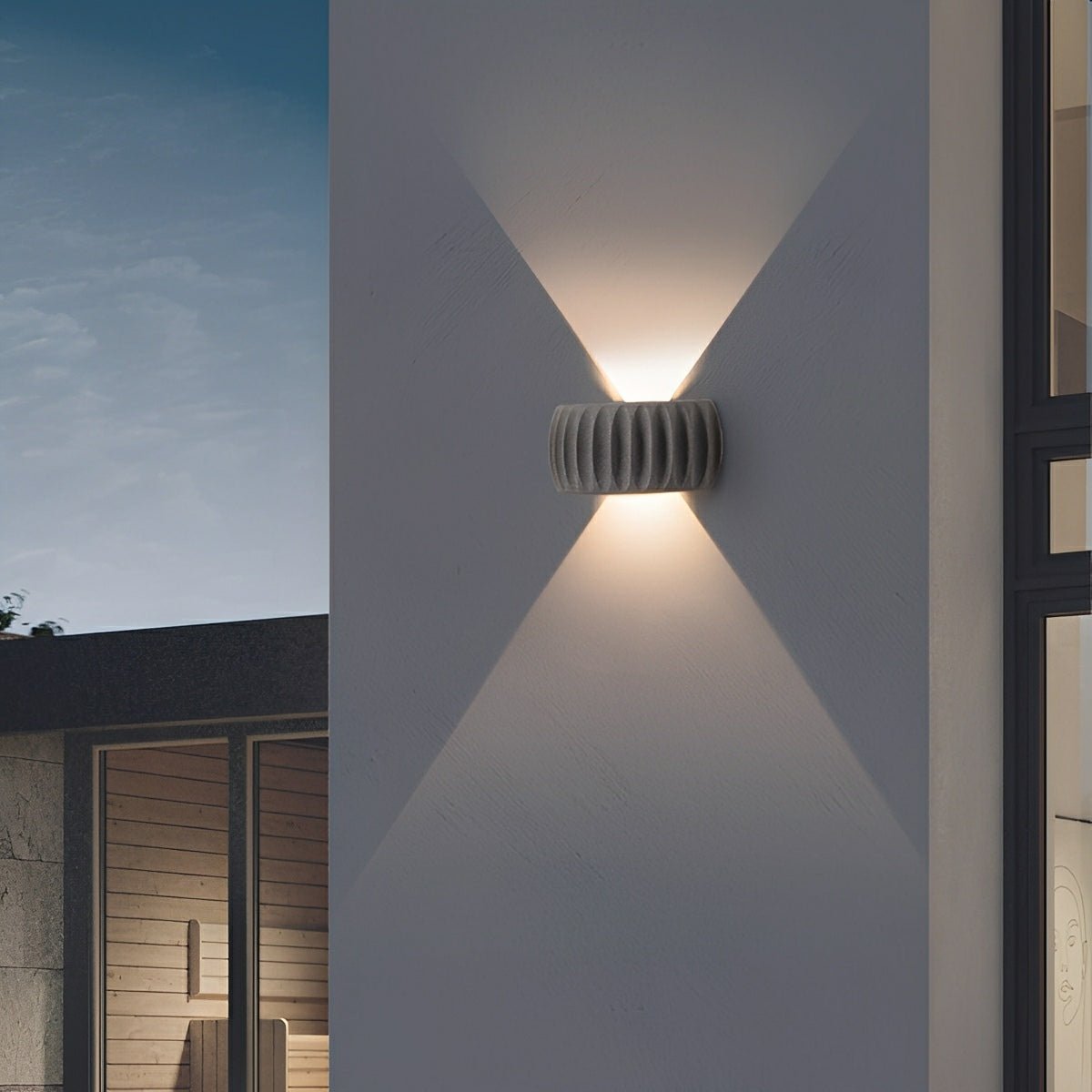 Modern Waterproof Arc Concrete Carve Up and Down LED Outdoor Wall Lights