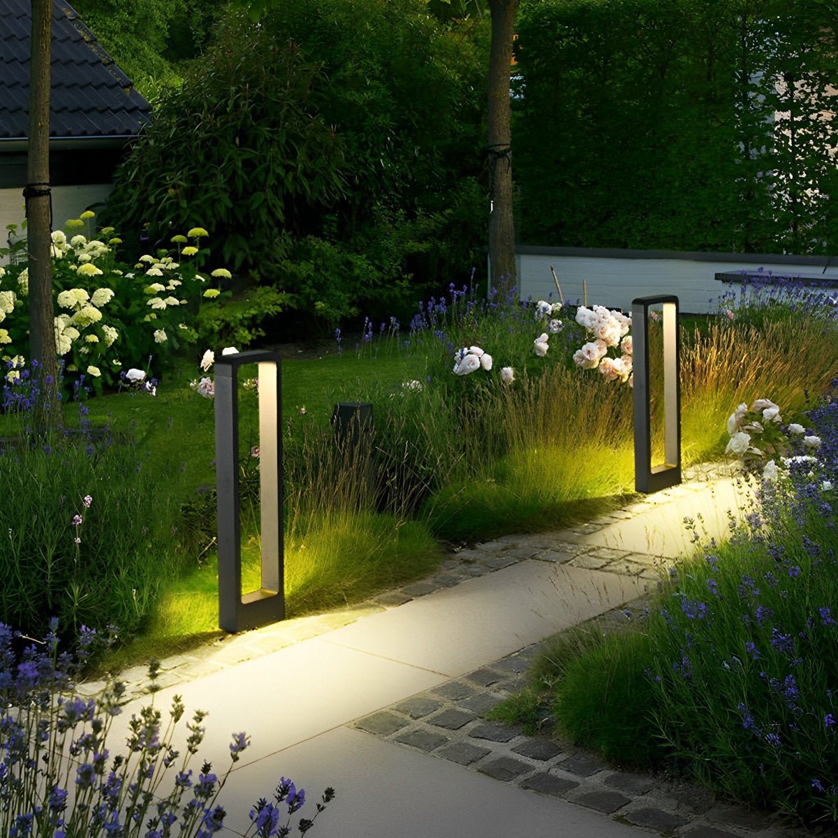 Modern Rectangular Frame Waterproof Led Black Bollard Parth Light