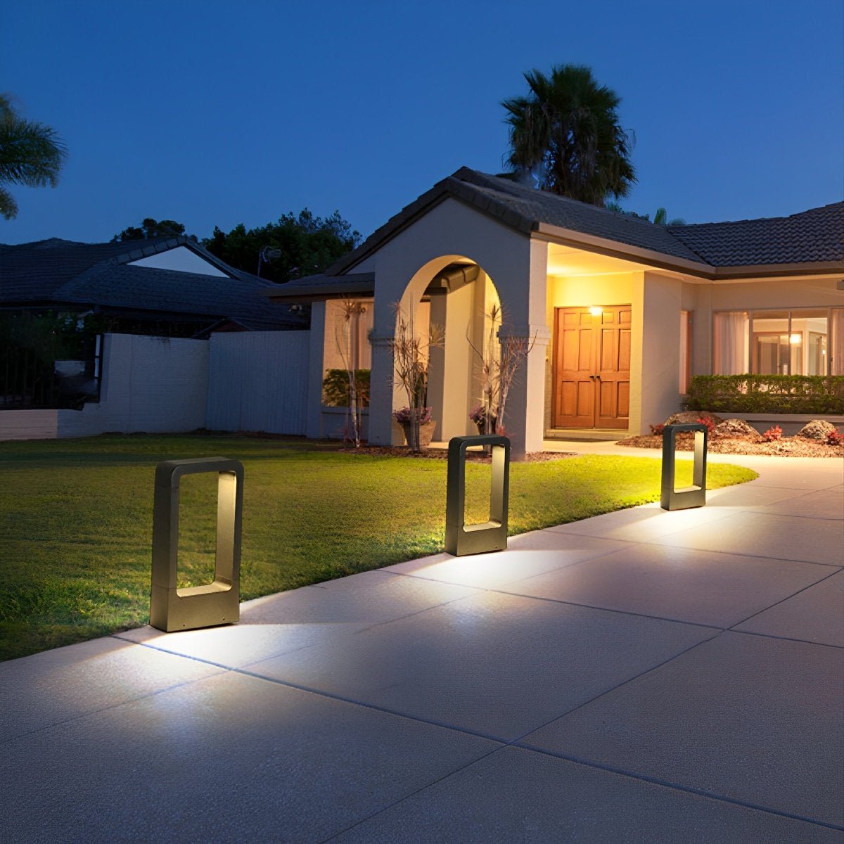 Modern Rectangular Frame Waterproof Led Black Bollard Parth Light