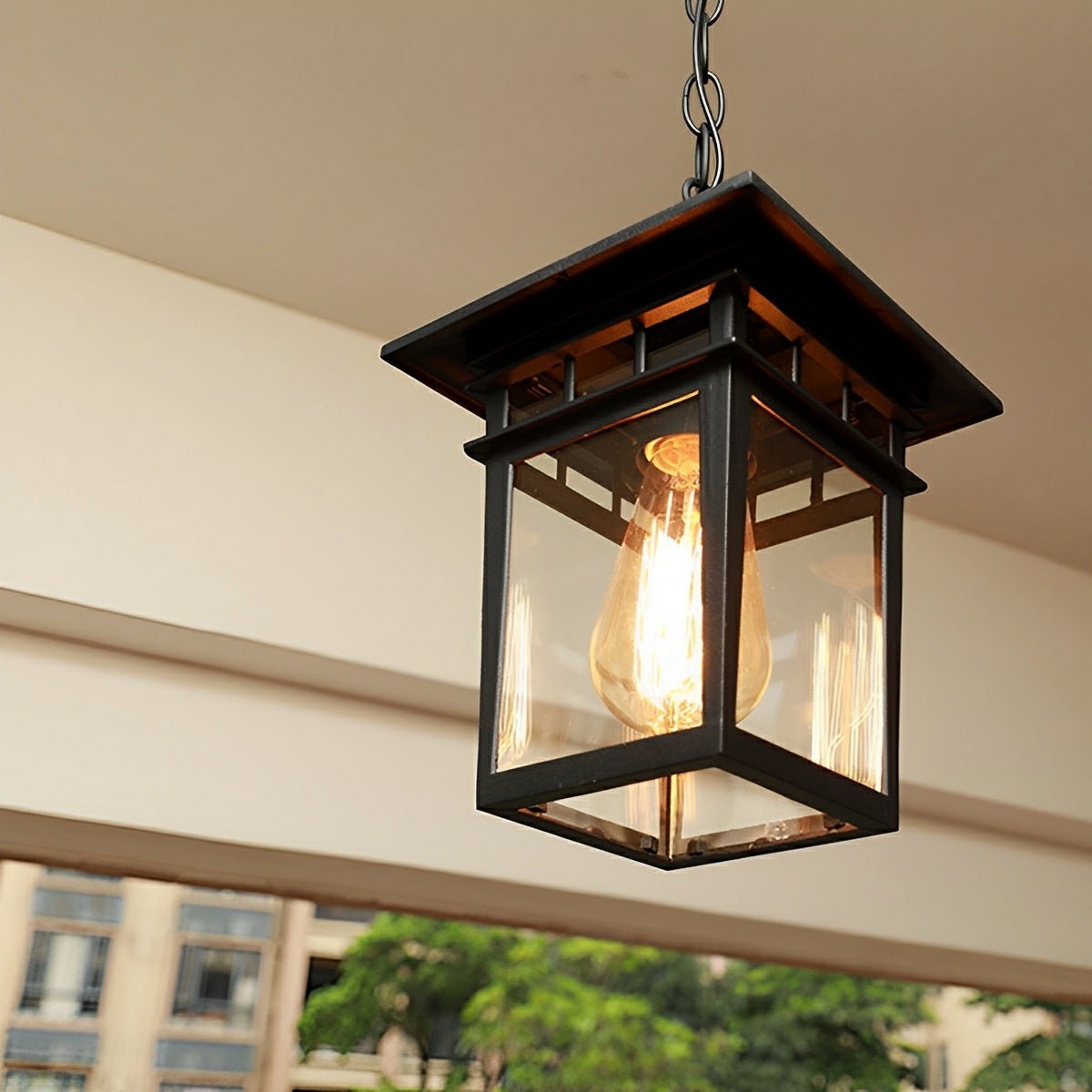 Vintage Rustic Square Waterproof Outdoor LED Lantern Pendant Lights