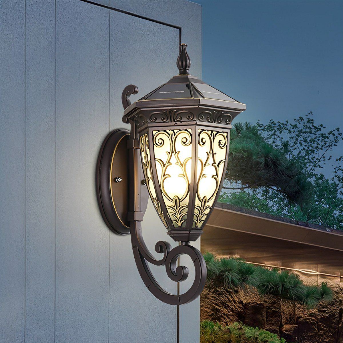 Vintage Waterproof Floral Pattern Outdoor LED Porch Wall Lights